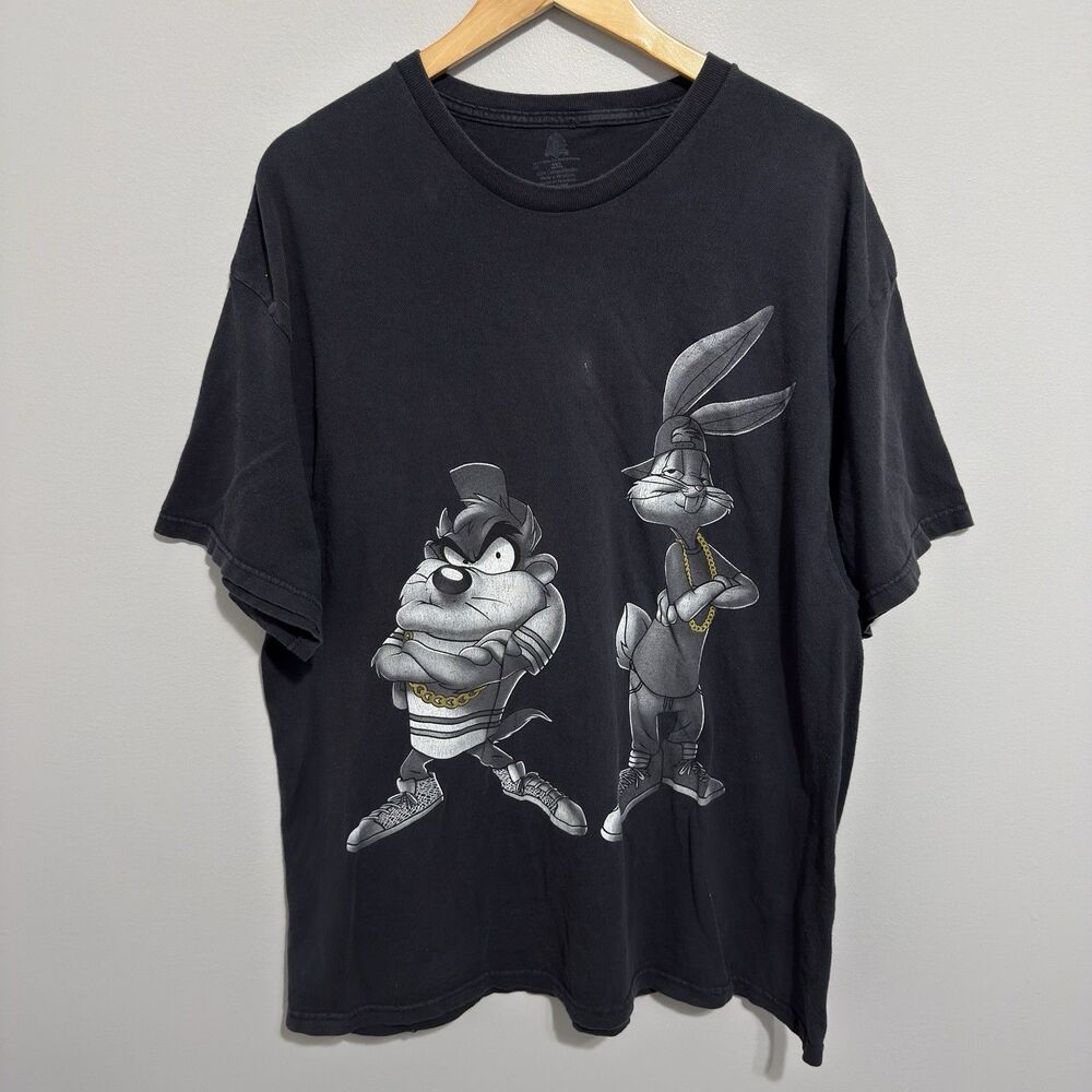 Vintage Bugs Bunny Taz T-Shirt Looney Tunes Graphic Hip Hop Punk Grunge 2XL